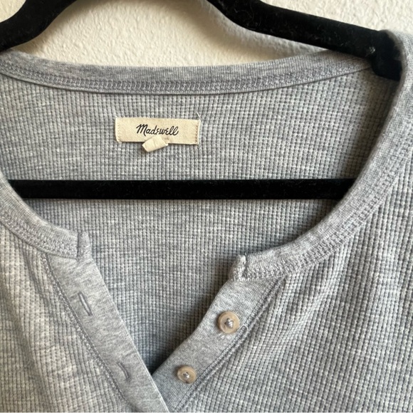 Madewell Grey Henley Short Sleeve T-Shirt - Picture 2 of 4